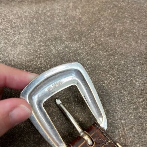 Brighton Leather Croc Embossed Silver Engraved Leather Belt main image 5